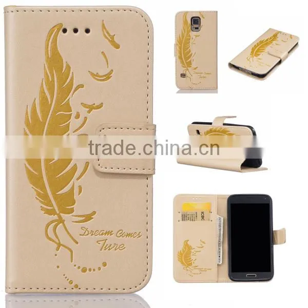 Double Embossed Phone Case Leather Back Cover Flip Phone Hull for Samsung S5 photo-3