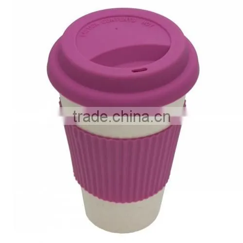 14OZ Bamboo Fiber Mug Cup With Silicone Lid photo-2