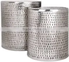 Hand Hammered Metal Side Stool photo-6