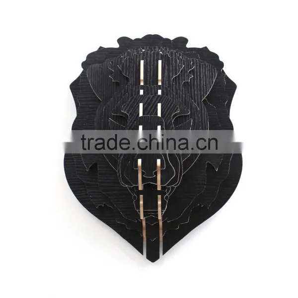Creative Home Decorations Wooden Lion Head Lovely Animal Head Hanging Ornament Crafts 3D Wood Animal Head High Quality photo-4