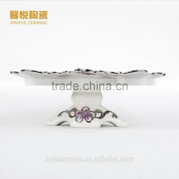 Stock Ceramic Candy Dish Golden ,ceramic Plate ,silver Golden Fruit Tray photo-3