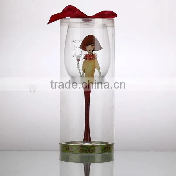 Handmade Party Wedding Wine Glass With Pretty Girl Decal photo-3