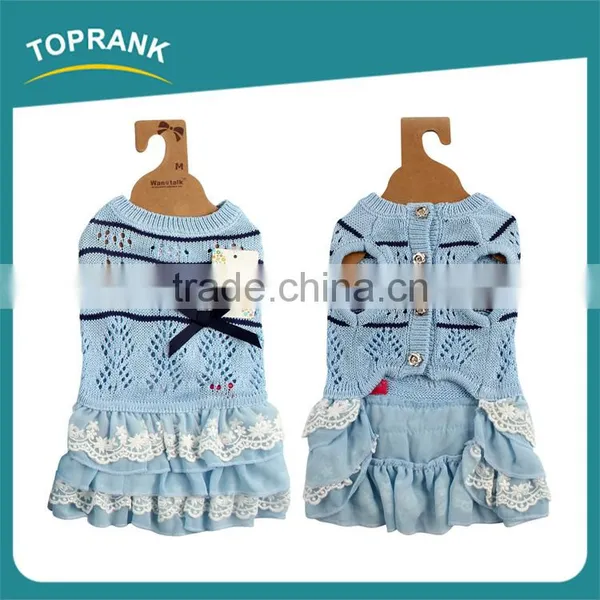 Fashion Style Knitted Sweater Blue Lace Dress Lovable Female Pet Accessories Dog Clothes photo-3
