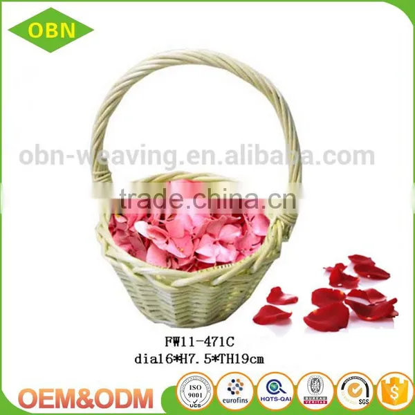 China Supplier Fashion Durable Lovely Girl Small Cheap Pink Decor Wicker Hanging Flower Basket for Wedding photo-4