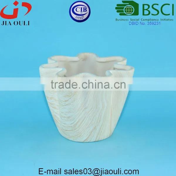 Popular Sales Flower Shape Wooden Design Ceramic Garden Planters photo-2