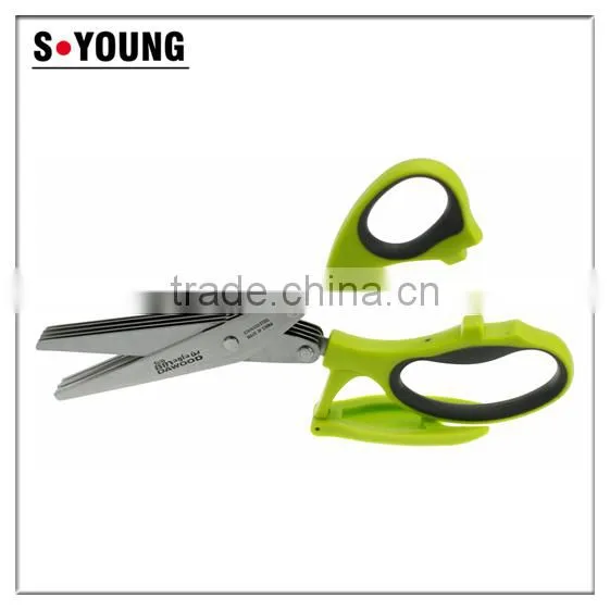 61018 New Style 5 Blades Kitchen Craft Scissors Herb Scissor With Support Rack photo-2