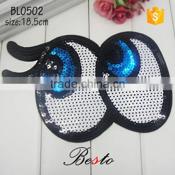 Wholesale Baby Girl Eye Shaped Sew- on Sequin Patch for Shirt photo-2