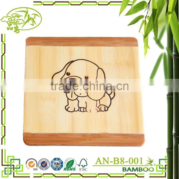bamboo square cup mats cute cartoon mats made in factory in china