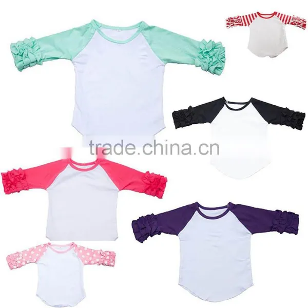 Baby Clothing Design Kids Clothing Wholesale 2017 Icing Ruffle Raglan Shirt Baby Ruffle Raglan Kids Shirt photo-3