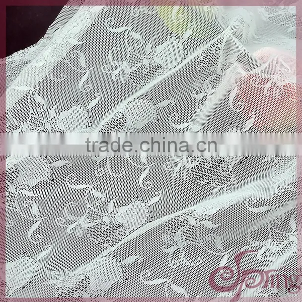 White All Over Flower Decorative Stretch Tricot Fabric Lace Wholesale photo-4