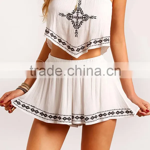 Women Dresses Crop Top and Short Skirt 2 Piece Clothes Latest Designer Skirt Suits photo-2