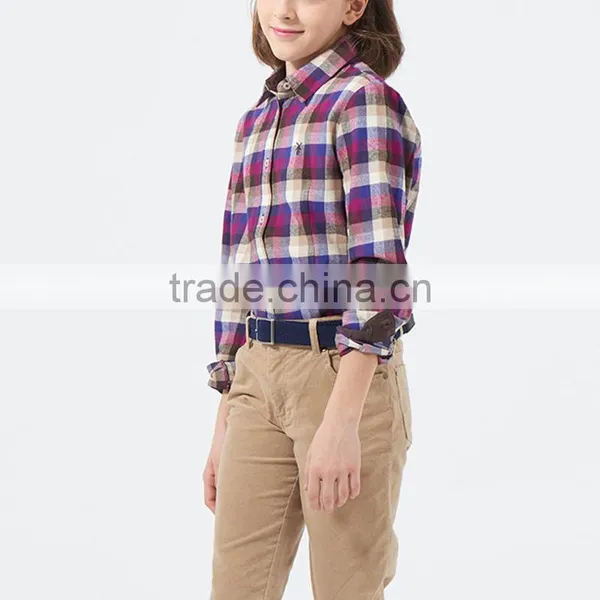 British Style 2017 Spring Student Girls Shirt Long Sleeved Cotton Plaid Shirt for Girl photo-5