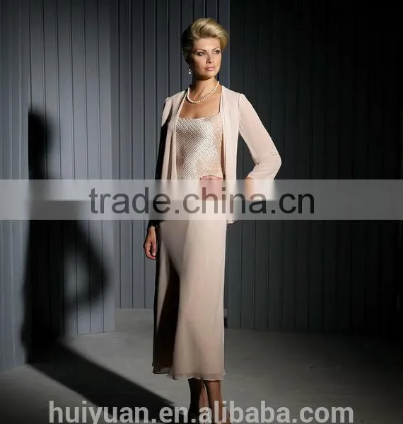 New Designer Long Sleeve Formal Mother of the Bride Chiffon Pant Suits photo-3