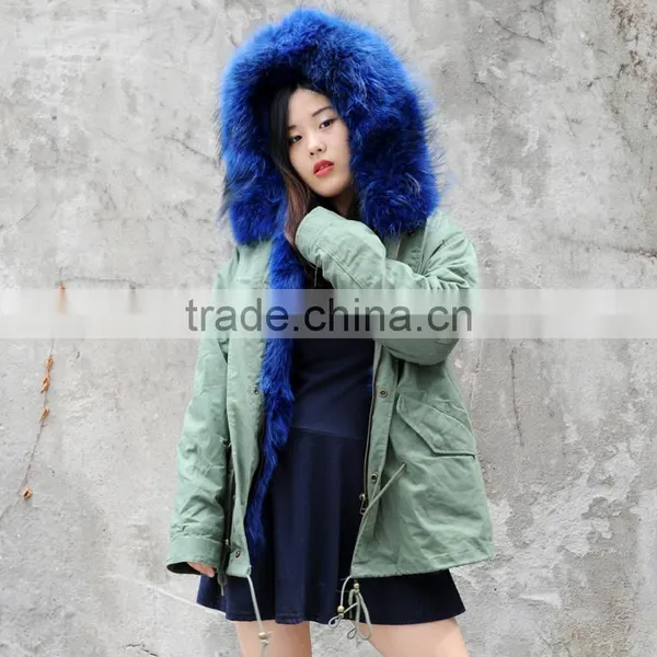 CX-G-P-12M Women Real Raccoon Fur Collar Coat Real Fox Fur Parka photo-6