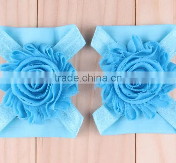 Baby Girls Infant Pink or White Chiffon Flower Barefoot Sandal Soft Stretch Foot Accessory photo-5