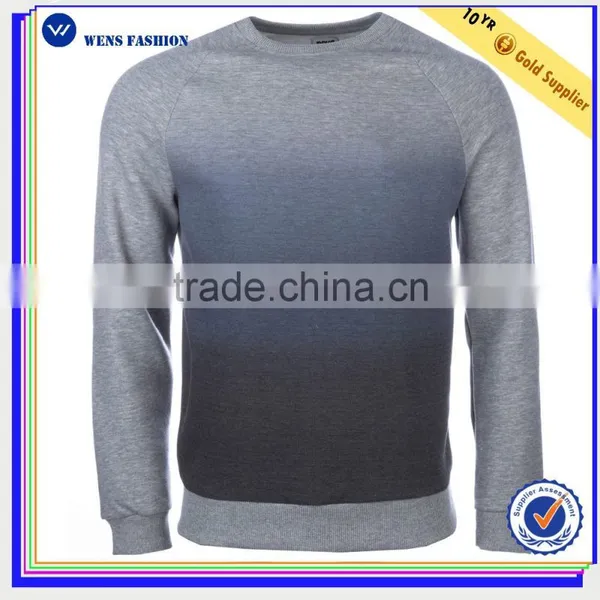Ombre Raglan Sleeves Embroidered Mens Crewneck Sweatshirt Hoodie photo-2