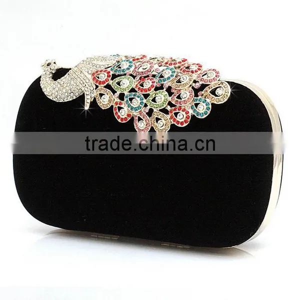 R0026H Ladies Diamond Peacock Closure Clutch Evening Bag photo-2