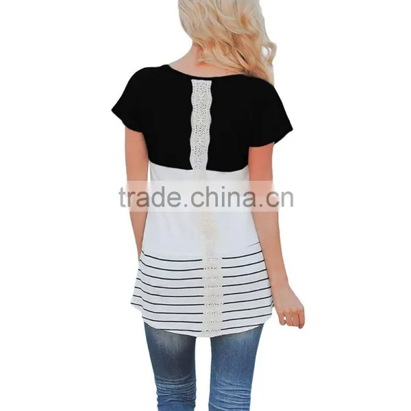 Custom Fashion Ladies Short Sleeve Blouses for Wholesale 2017 photo-2