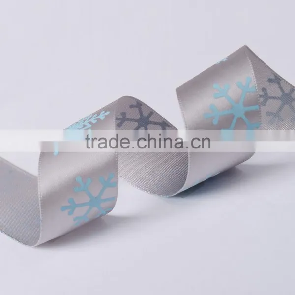 1" Wide Snowflake Printed Satin Christmas Holiday Ribbons photo-2