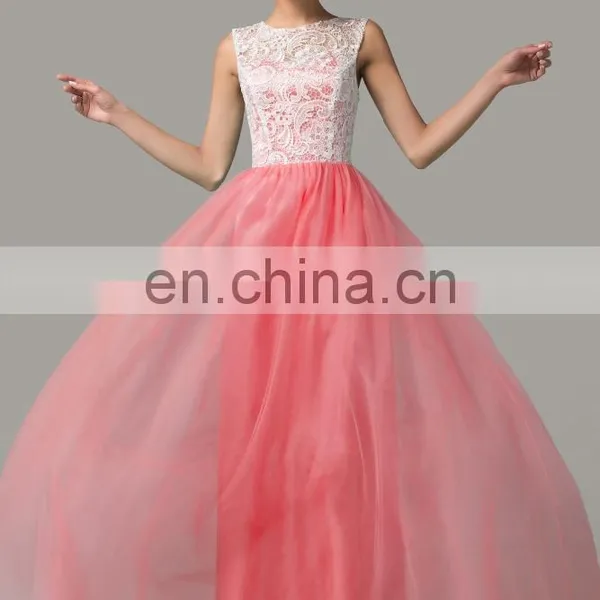 7 Colors Available Grace Karin Floor Length Formal Dress Elegant Sleeveless Watermelon Red Long Lace Prom Dresses 2016 CL6108-4# photo-2