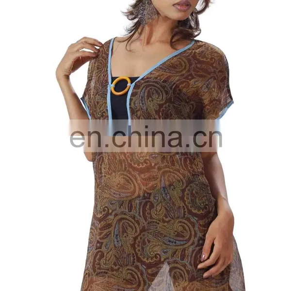 Aarav Chiffon Short Sleeve Round Neck Designer Western High Fashion Dress for Women