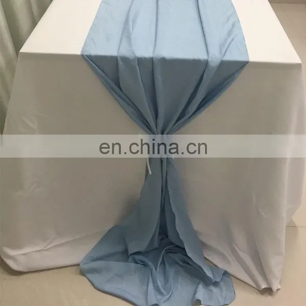 TR041#96 Blue Crepe de Chine Custom Table Runners for Christmas photo-4
