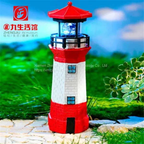 SOLAR LIGHTHOUSE Polyresin GardenFashionabl Decoration Automatic Rotation Soalr Light Angel Season Powered Soalr Garden Stake Lights photo-4