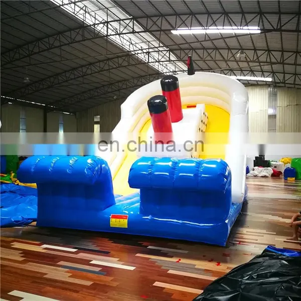 Outdoor Portable Blue Ship Inflatable Titanic Water Pool Slide for Sale photo-5