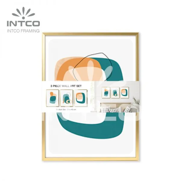 Abstract Wall Art Gold Frame, Modern Abstract Framed Art, Gold Framed Abstract Wall Art photo-2