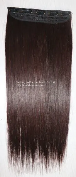Straight Style 55Cm Single Color 5 Clips in Synthetic Hair Extension 100g-120g Matt Fiber 5pcs/lot photo-4