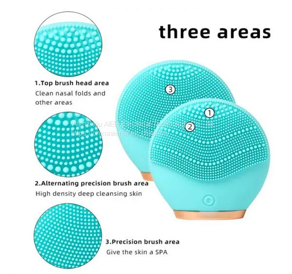 Silicone Facial Cleansing Brush Mini Rounded Waterproof Electric Face Massager photo-4